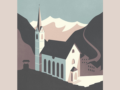Brenner Pass alps austria brenner pass church illustration travel vintage