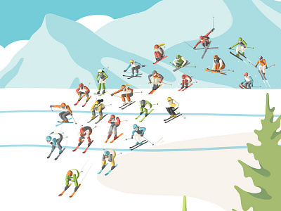 Toyota Poster illustration olympics poster ski winter