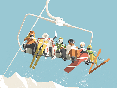 Toyota Poster illustration olympics poster ski lift winter