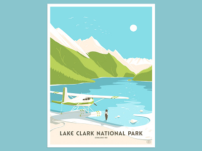 Lake Clark National Park Poster float plane illustration lake clark national park poster poster design