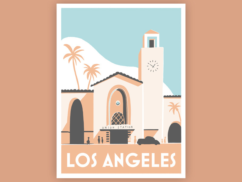 Los Angeles travel poster los angeles poster illustration