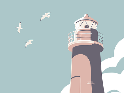 Lighthouse illustration lighthouse screen print seagulls