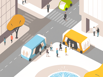 Autonomous Vehicles autonomous vehicles city future illustration transportation vector illustration