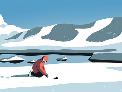 Searching for Meteorites in Antarctica antarctica editorial illustration illustration ipadpro meteorite procreate science