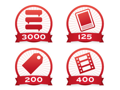 Icons badges comments effects ereader gradients icons illustrator tag vector video
