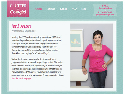 Clutter Cowgirl css fertigo fertigo script html organizing patterns ribbon script textures webdesign