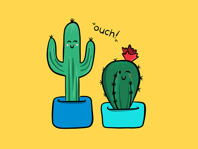 OUCH... it’s hard to be a cactus 🌵 adobe adobe illustrator cactus design doodles fresco illustration ouch vector