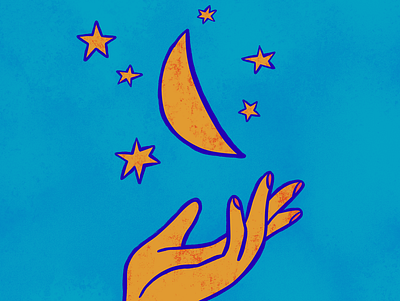 ✨🌙 adobe creative creativity design dribbleweeklywarmup fresco handdrawn illustration moon stars
