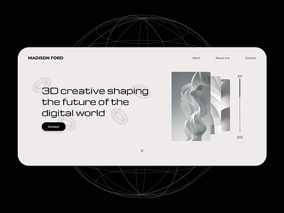 Concept for a portfolio of the 3D designer 3d black design designer graphic design illustration portfolio typography ui ux web white