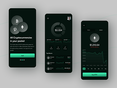 Crypto App Concept app bitcoin black concept crypto design designer eth mobile polkadot ui ux