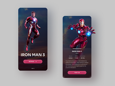 IRON MAN 3 app black design designer iron man marvel ui ux