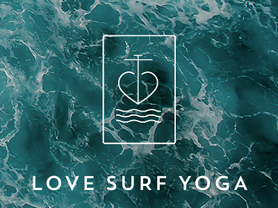 Love Surf Yoga logo branding graphic design. illustration logo typography