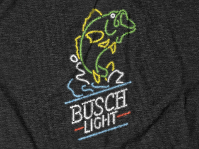 Busch Light Bass Neon Tee Design for theCHIVE apparel design beer busch light collaboration digital illustration neon print screen print shirt design tee design thechive
