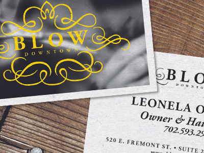 Blow Downtown - Business Card Mockup business card comp design downtown flourish las vegas mockup salon typography