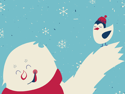 Let It Snow bird christmas cold cute holiday illustration skate snow