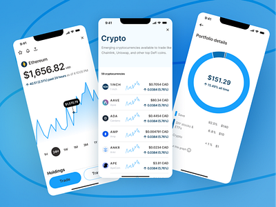 Crypto Mobile App - WealthSimple bitcoin blockchain cryto dailyui ethereum mobile app design ui ui design uiux