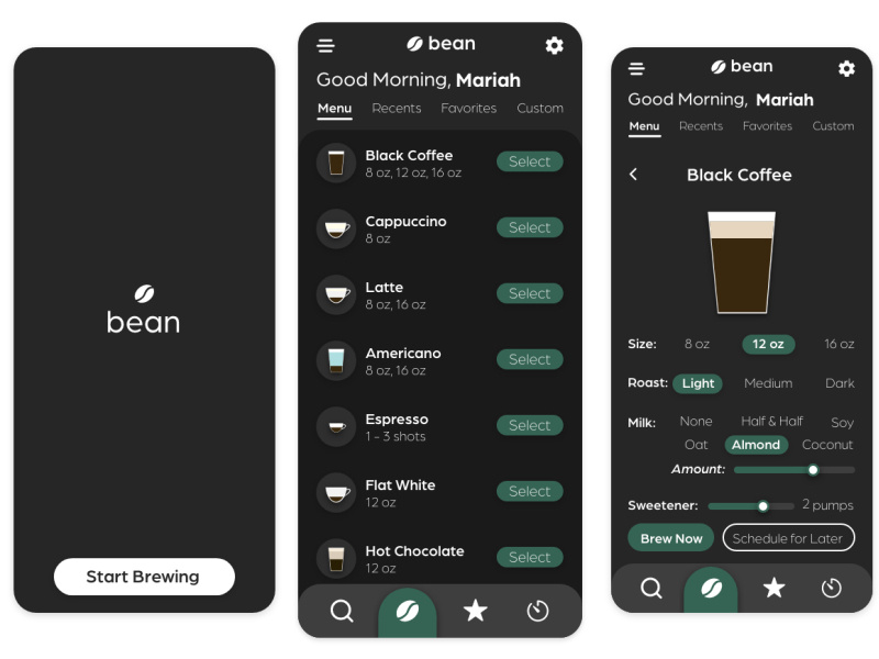 Coffee Brewing App by Grace Hanger on Dribbble