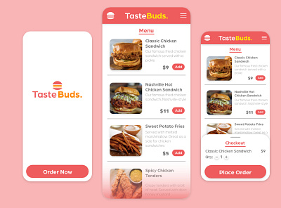 TasteBuds Food Delivery App app design appdesign colors creative app food delivery mobile ui uiux xddailycreativechallenge