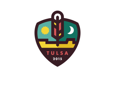 Tulsa badge feather indian moon sun tulsa