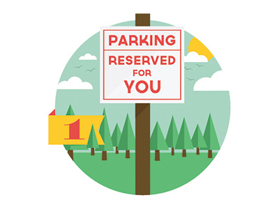 Reserved Parking circle freebird icon ribbon sign trees