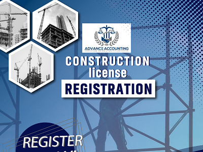 construction license registration banner banner blue design social media banner