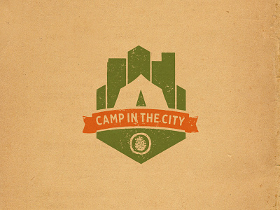 Camp in the City Logo badge camp city cityscape illustration logo stamp tent