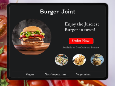 Burger Joint app design for iPad