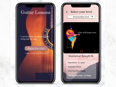 Guitar Lessons app design