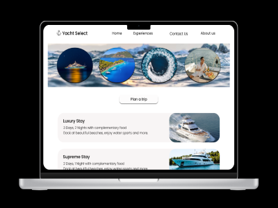 Yacht experience web app design