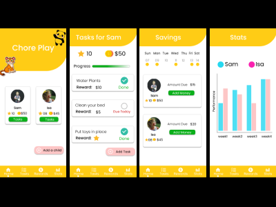Kid's chore tracking app design