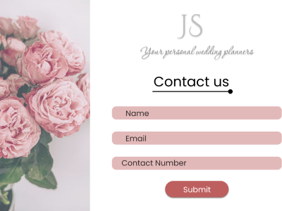 Wedding Planner Contact page website design