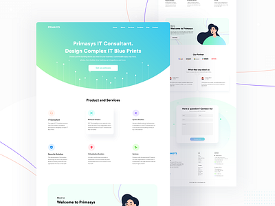 Primasys Landing Page app clean illustration interface landing minimal nazmul hassan page product uigeek uixgeek web website