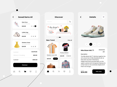 Ecommerce App app app design cart clean design ecommerce ecommerce app interface online shop online store product shop shop app shopping app ui