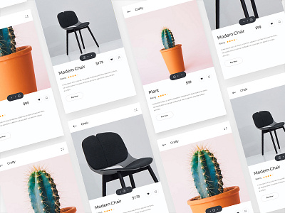 Ecommerce App Exploration app chair e commerce ios iphone landing minimal product shop ui ux white