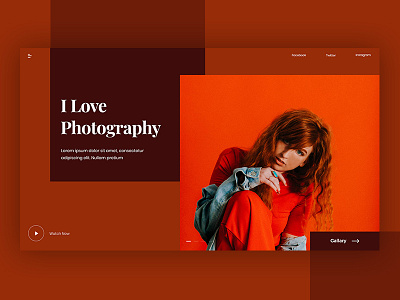 Photography Web Header fashion header homepage photography red ui ux web