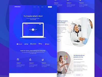 Marketing web landing page blue design experience interface landing page ui user ux web website white