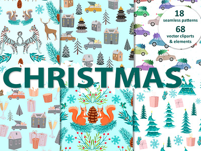 Christmas patterns and cliparts