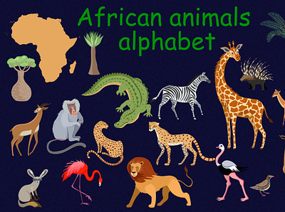 African animals, alphabet african alphabet african animals clip arts illustrations impala klipspringer vector white colobus