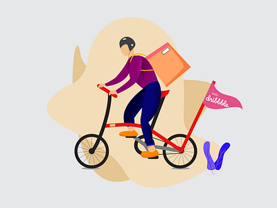 Delivery man by bicycle app courier delivery delivery illustration deliveryman design illustration online shop stock ui ui illustration vector