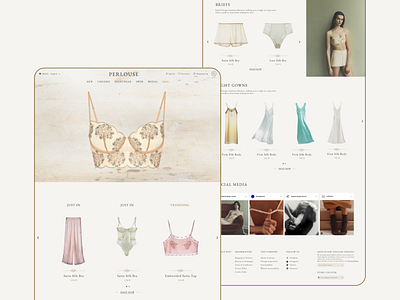 Vintage style lingerie e-commerce home page app branding classic design e commerce ecommerce fashion fashiondesign figma home page identity landing page lingerie shop ui user experience vintage visual design web website