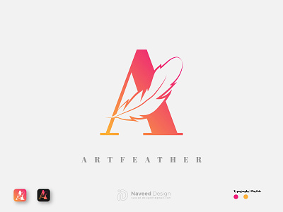 Art Feather Logo Design Concept branding design flat graphic design icon illustration illustrator logo minimal typography vector