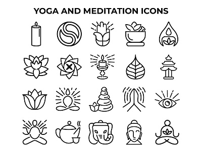 Yoga and Meditaion Icons Set 1