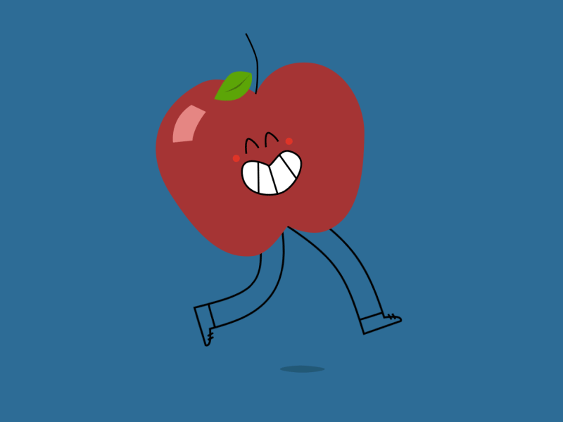 Apple Trot 2d 2d animation 2d character after effects animation blue character design design gif illustration motion graphics vector