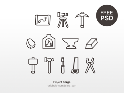 Forge Icon v1 forge free hammer icon ignot line map psd saw