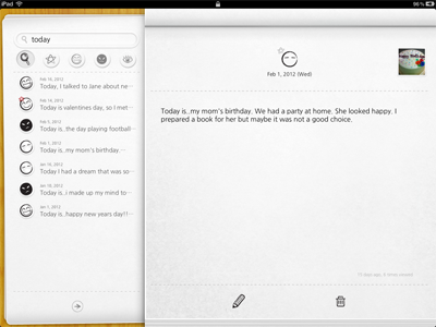 My Wonderful Days, iPad app ipad paper search ui