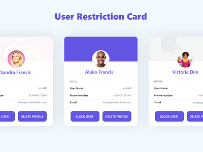 Ui of User Restriction Card