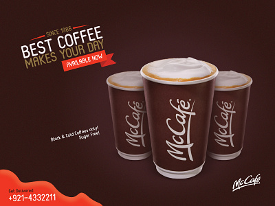Mccafe New Year Offer advertising cafe coffee drink free freebie mccafe mockup print red