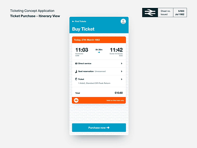 TicketBooth Rail Ticketing Concept - Itinerary View adobe xd animation protopie ticket app ticket booking travel app ui ui animation
