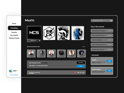 Music Desktop 🎶🎶 design flat music music app design music app ui ui uiux ux web web design ui ux webapp design website concept website design