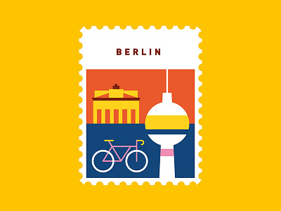 Berlin Stamp berlin bicycle flatdesign stamp travel vector